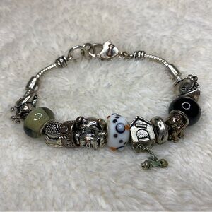 Costume Jewelry Animal Lover Beaded Dog Charm Bracelet